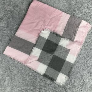 Acrylic Woven Baby Girl Baby Blanket 90's Fringe Vintage Pink White Grey Blocked